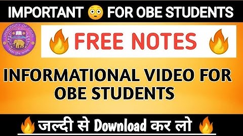 Important Information | OBE STUDENTS | FREE NOTES | 2021