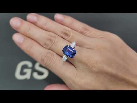 Blue sapphire octagon cut 4.01 carats, Sri Lanka Video  № 1