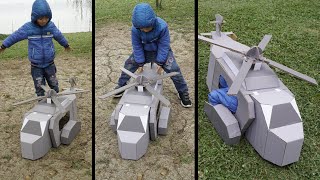 BigS_transforming #21 || CARDBOARD Transforming HELICOPTER COSTUME for my KID (available template)