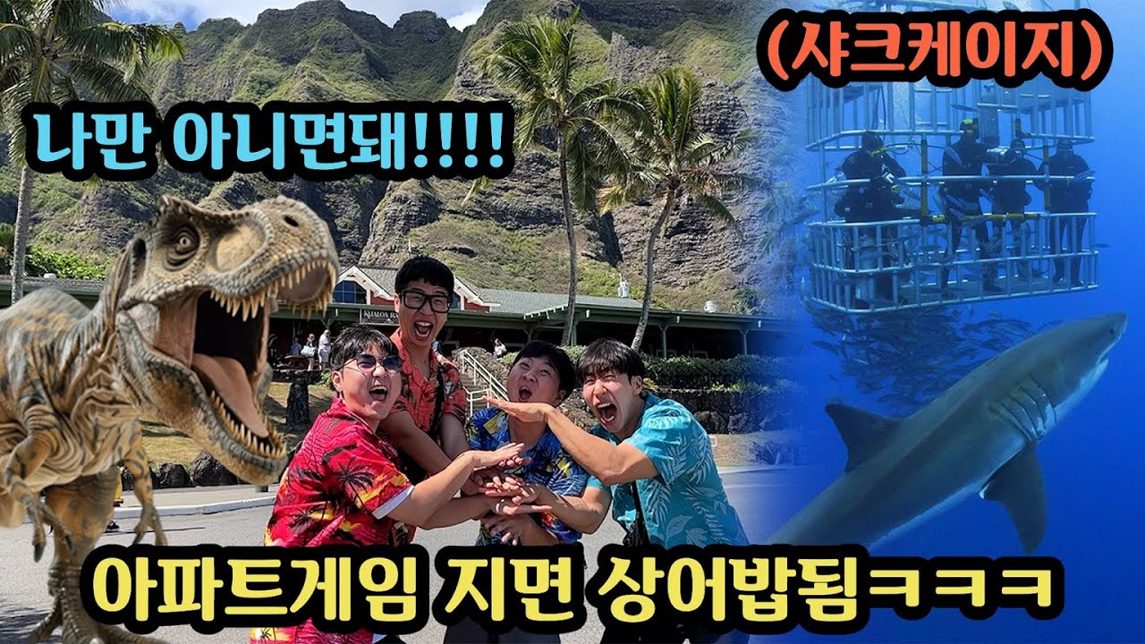 하와이 여행중 역대급 레전드 벌칙들 총집합한 복불복 게임ㅋㅋㅋ야생상어 한테 물릴 사람은...?