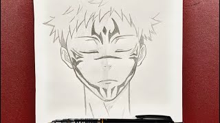 Anime drawing | how to draw itadori in sukuna form step-by-step