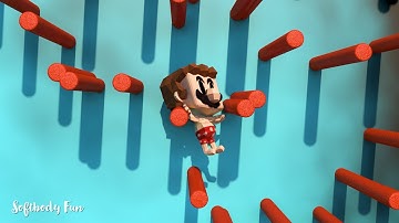 SUPER MARIO Soft body Simulation | Jelly Mario Falls Down Over & Over