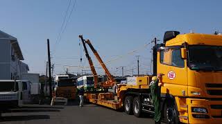 2019/3/15    元福井鉄道  モ８００  赤岩口車庫にて降ろし作業①