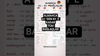 ALMANCA A1 DEN B1 KADAR TÜM BAĞLAÇLAR #deutschlernen #deutschkurs #almancaöğren #almancakursu