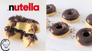 Nutella Filled Vanilla Cake Donuts with Ganache Glaze No Mixer Needed! Quick Easy Delicious Gooey!