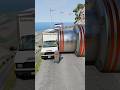 Cars & School Bus vs Giant Pit Bollards Crash - BeamNG.Drive