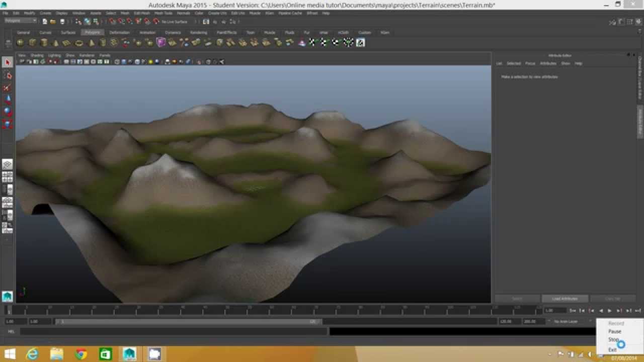 Using A Heightmap To Create Terrain In Maya And Photoshop 10 Assign Texture To The Terrain Youtube