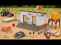 New Mini brick house with staircase and Rooftop railing construction science project #minitractor 