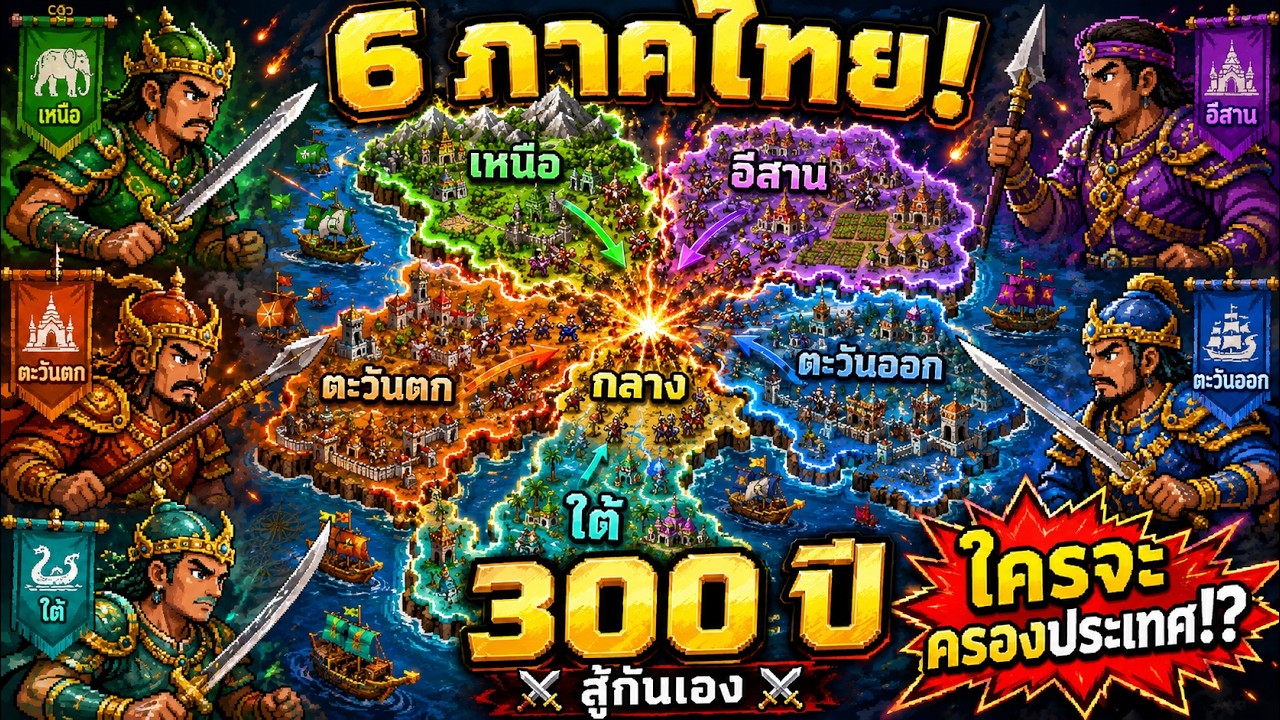 6 ภาคไทยสู้กันเอง 300 ปี ใครจะครองประเทศ!? | WorldBox