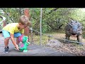 Lev and Gleb with Mom Found Lost Dinosaur The Best of Dinosaurs in Jurassic World park