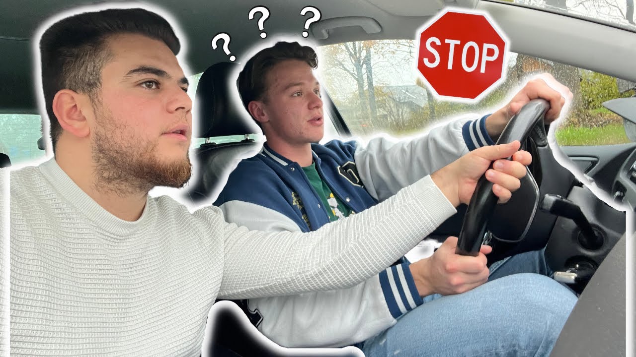 Rijexamen tijdens rijles gaat fout! Moet je bij een stopbord stoppen