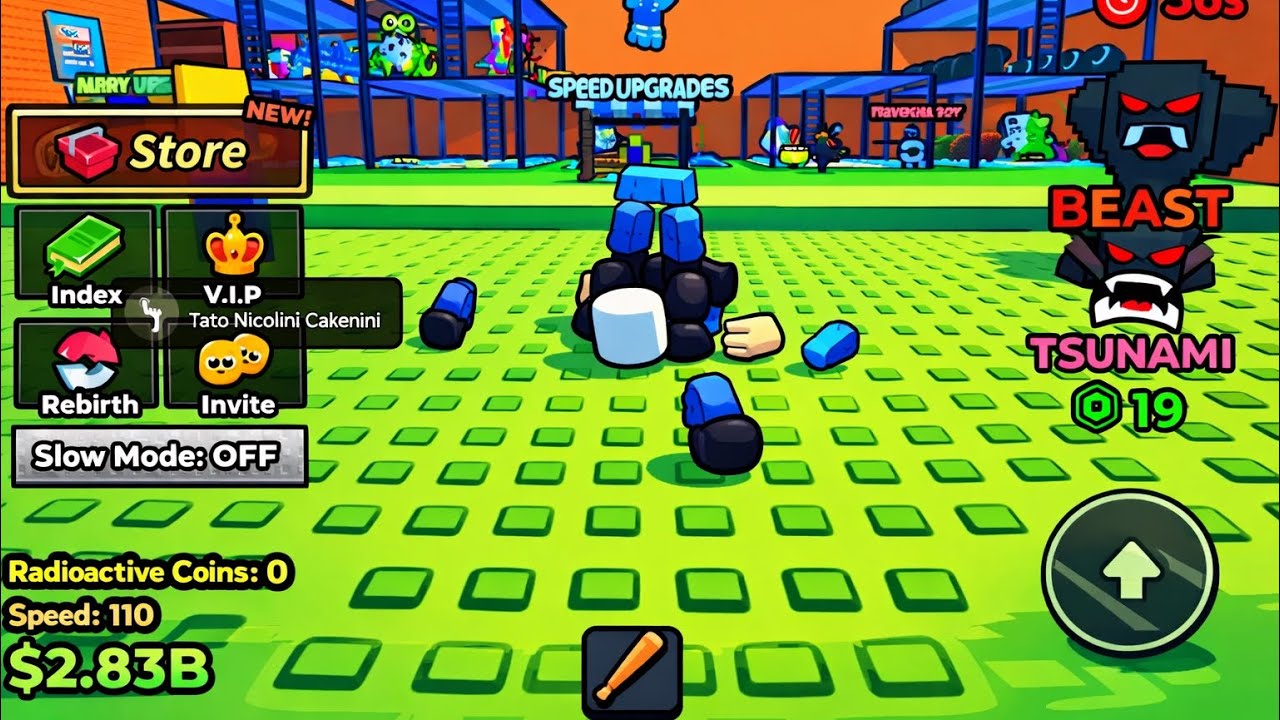 Playing tsunami game on Roblox