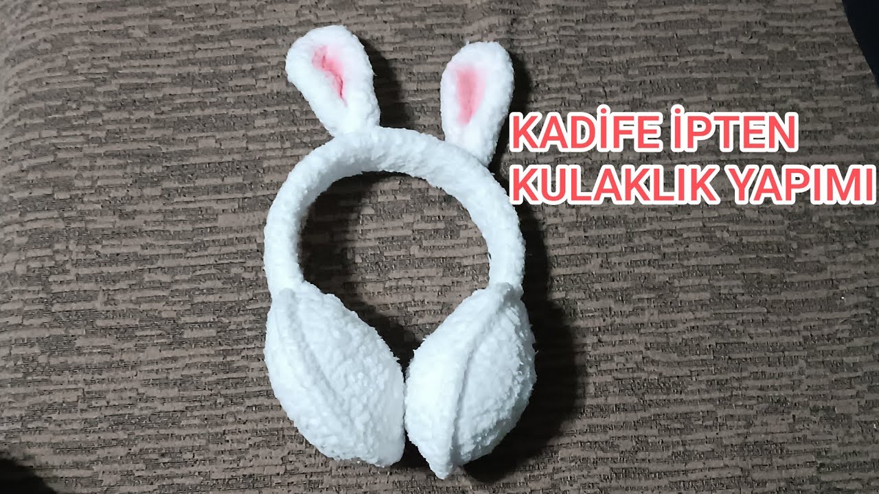 Kadife ip ile örgü kulaklık yapımı