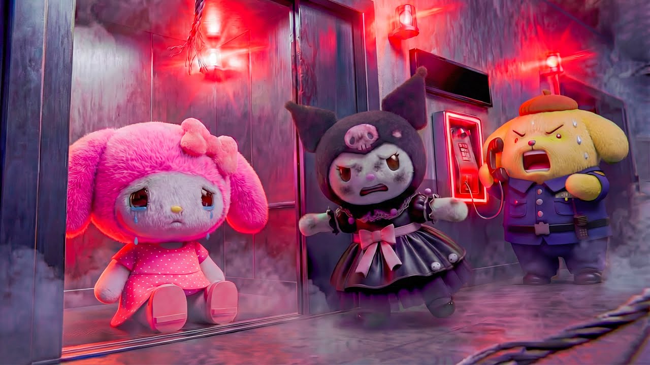 Melody Is Trapped in the Elevator… Kuromi and Pompompurin Arrive in Time 😢💖🌸