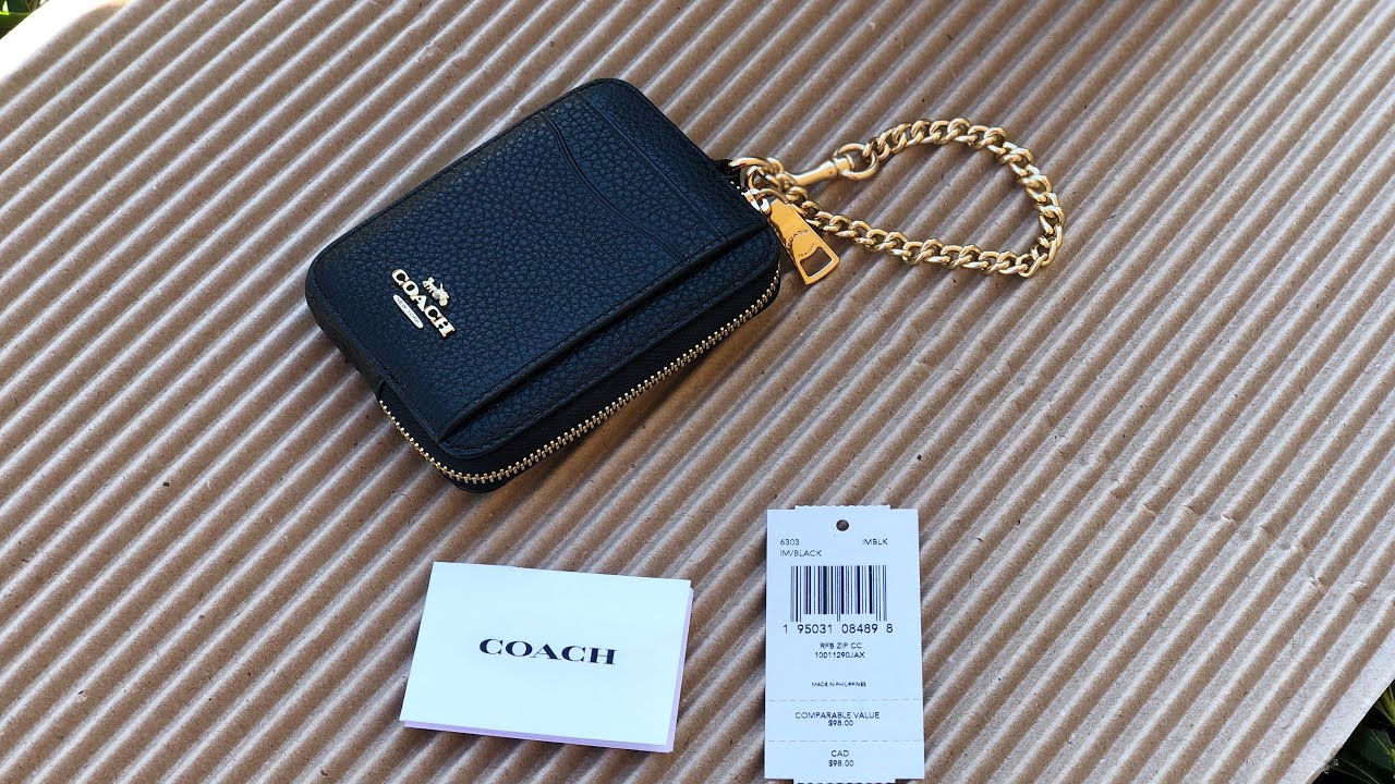 COACH ☜UNBOXING☞ Zip Card Case / 6303 / Black 