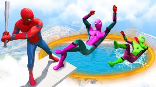 GTA 5 Rainbow Spiderman Jumping Into Portals (Ragdolls/Euphoria Physics) #32