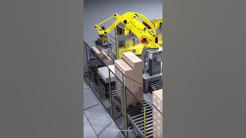 3D demonstration video of automatic robot hand palletizing machine palletizier  line