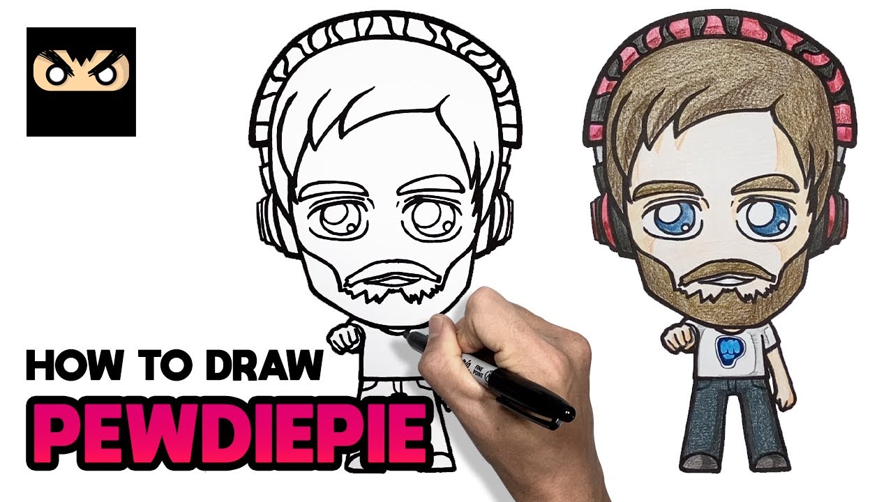 How to draw PEWDIEPIE YOUTUBE 퓨디파이 그리기 유튜브 YouTube