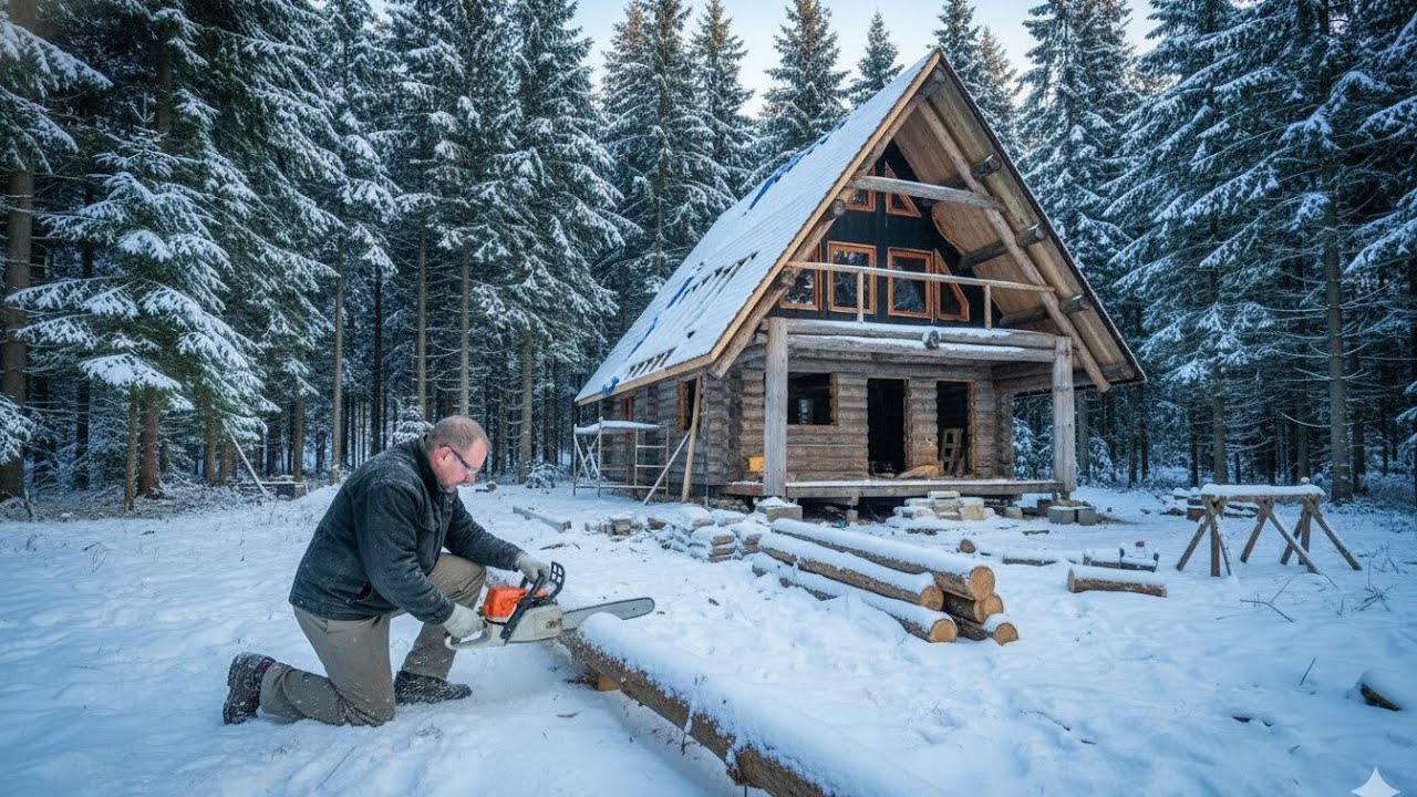 Building an Off-Grid Log Cabin in the Frozen Forest – 2 Year Journey ...