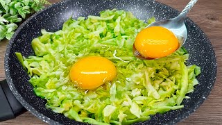 Add eggs to cabbage! Quick breakfast! 😋 Creative recipe for eggs and cabbage! Simple and delicious!