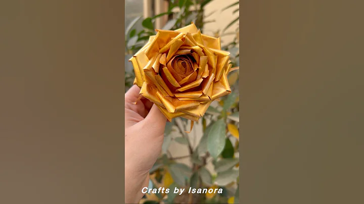 Golden rose I Flower making with paper I Paper Rose #DIY #shorts #crafts #papercrafts r