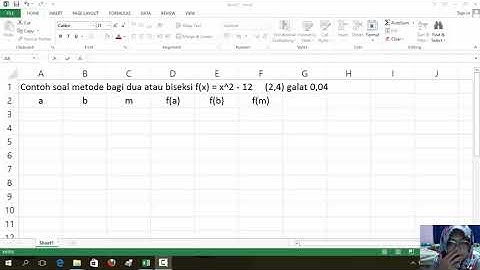 Metode bagi dua (biseksi) menggunakan excel