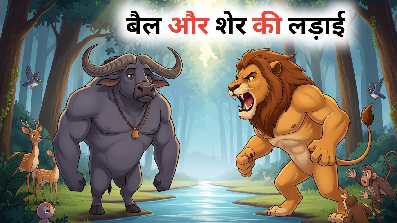 बैल और शेर की लड़ाई | Bell Or Sher Ki Ladai | Animal Story New | New Moral Stories |
