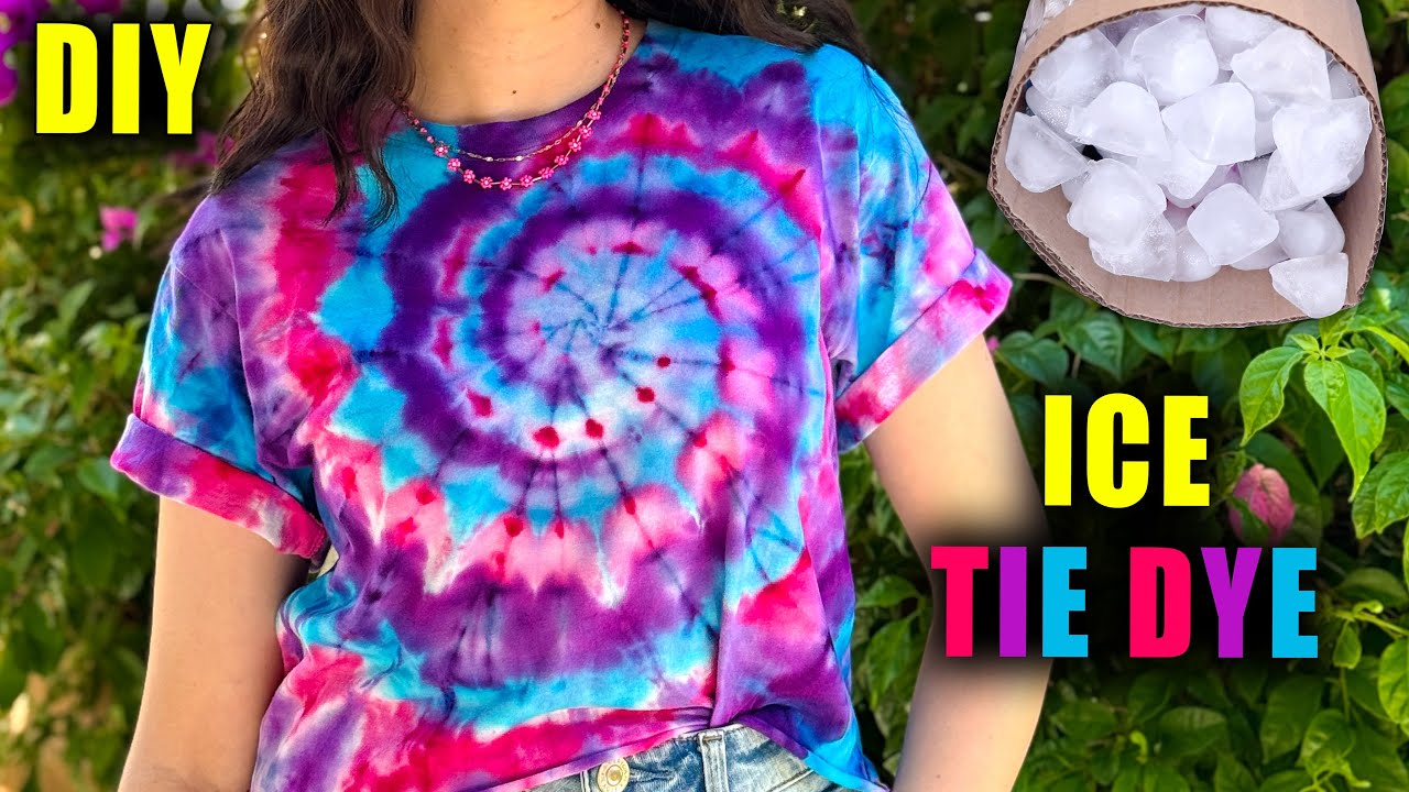 DIY SPIRAL ICE TIE DYE ON A T-SHIRT || Lucykiins