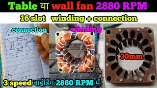 16 slot 2880 rpm High speed table fan winding | table fan winding | wall fan winding data