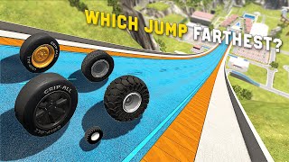 Which Car Wheel Can Jump The Farthest? #2 - BeamNG Drive