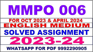mmpo 006 solved assignment 2023-24 | mmpo 6 solved assignment in english 2024 | mmpo 6 2024