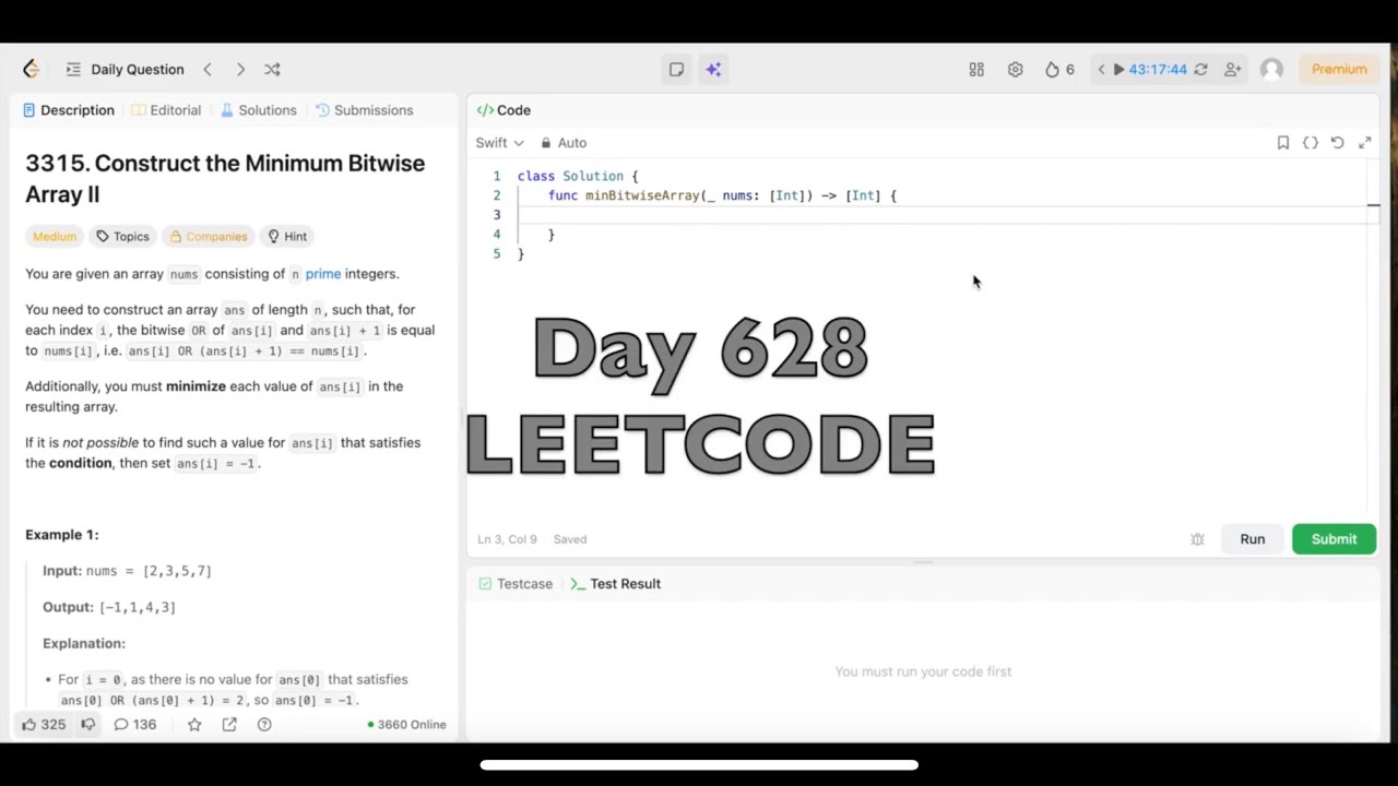 Day 628: LeetCode Problem 3315. Construct the Minimum Bitwise Array II ...