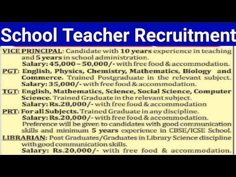 FRESHERS ELIGIBLE I SCHOOL TEACHERS VACANCY I APPLY FROM ALL STATES I EMAIL APPLY I FREE RESIDENCE