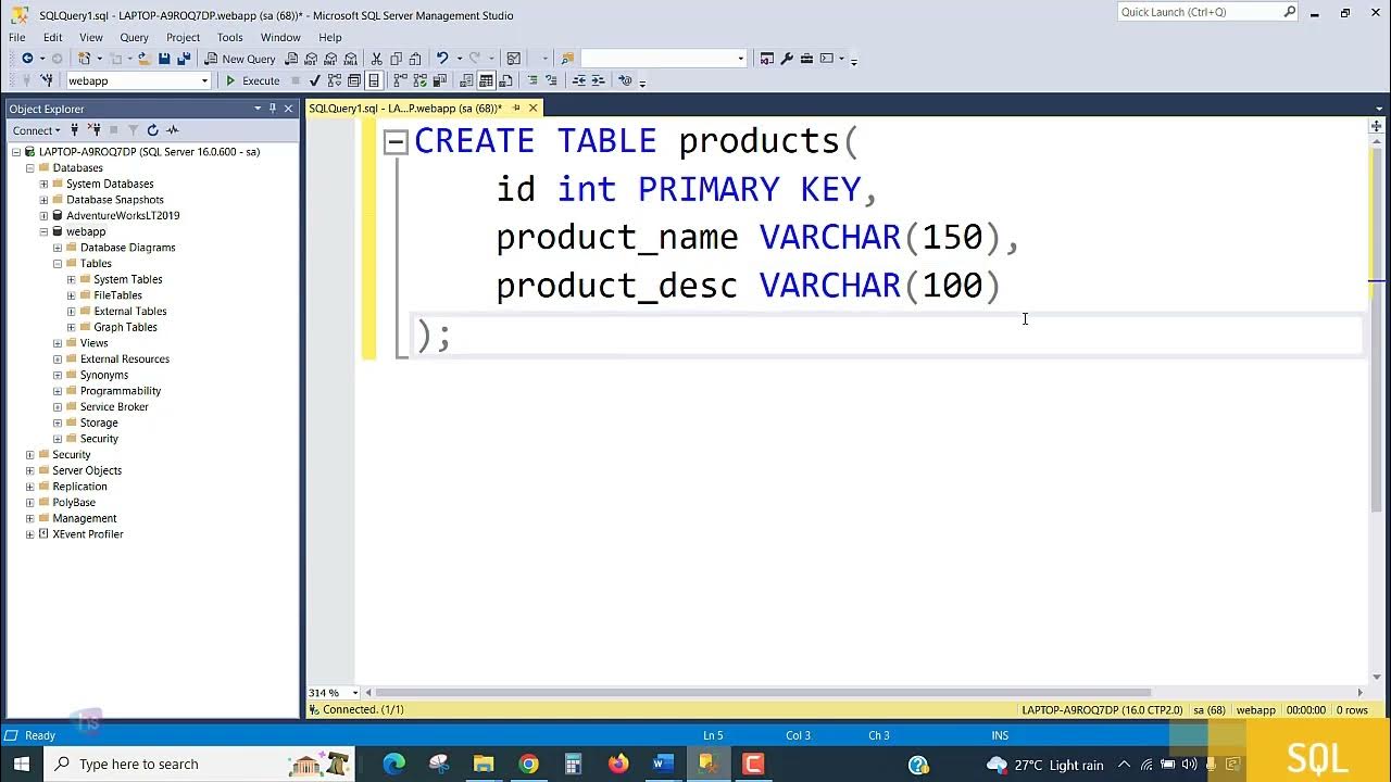 3f Creating Table - YouTube