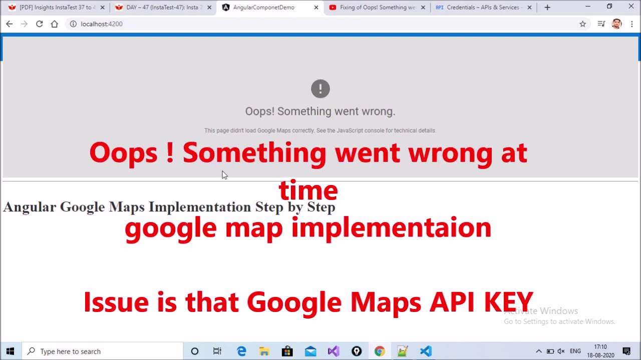 Fixing Of Oops Something Went Wrong This Page Didn T Load Google Maps Correctly In Angular Youtube