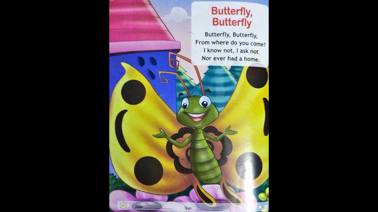 butterfly butterfly rhymes poem for class nursery in english
