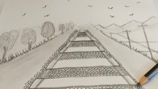 Easy pencil drawing #railway track #drawing shorts #drawing railway track