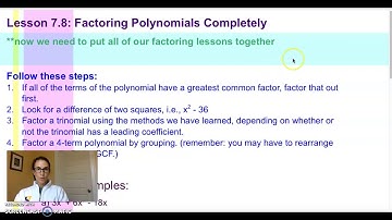 Factoring Completely Video #1 Lesson 7.8