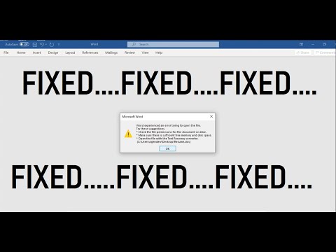 Fix "Word experienced an error trying to open the file "in MS Office- 2013 ,2016.#office#2013#2016