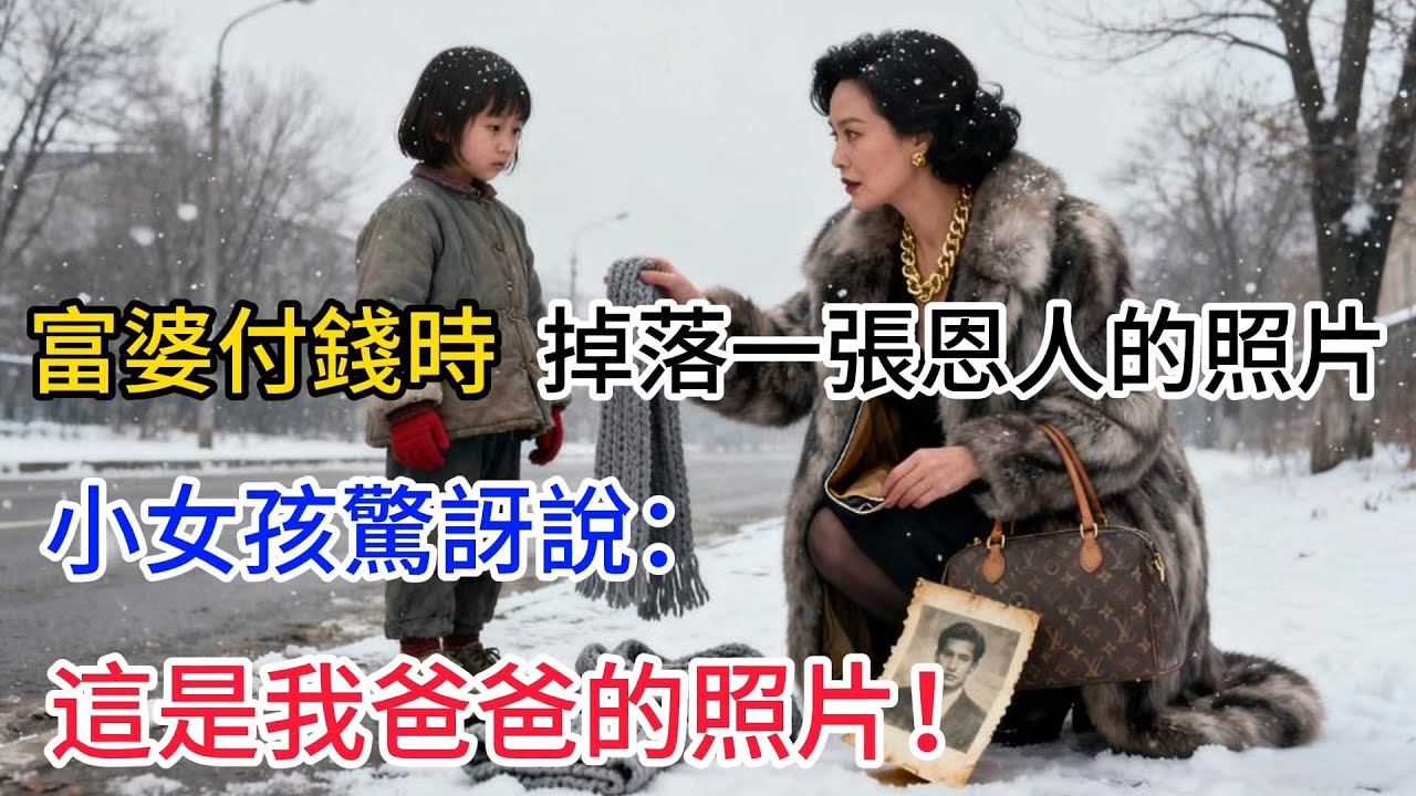富婆付錢時，掉落一張恩人的照片。小女孩驚訝說：這是我爸爸的照片！ #情感#故事#故事分享#正能量#故事频道