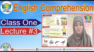 English Comprehension | Class 1 | Unit # 1 Exercise + Work book | Lecture 3| MIllat Schools Grw