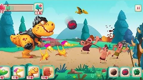 Dino Bash - Dinosaurs v Cavemen Tower Defense Wars Gameplay.