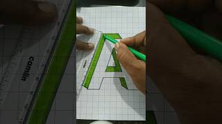 Butiful 3D Letter 'A' Easy Colouring ♥️🎯 #shorts #drawing #art