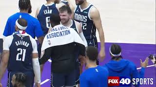 Luka waves bye to Vlade Divac and tells his teammates he should have drafted me after the win over t