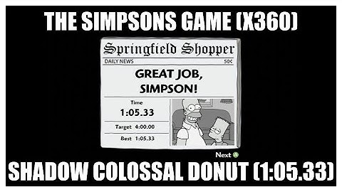 The Simpsons Game (X360) Shadow of The Colossal Donut Speedrun (1:05.33) - Vince D. Spooky!