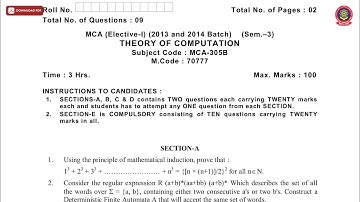 MCA 3RD SEM THEORY OF COMPUTATION MAY 2019 | PTU