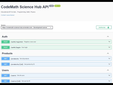 CodeMath Science Hub API - CSE341 Final Project | Node.js, Express, MongoDB
