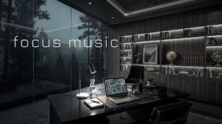 No Distraction | Work Music | Dark Modern Office Ambience with Forest View