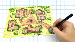 How To Draw A Ruined Town Map!