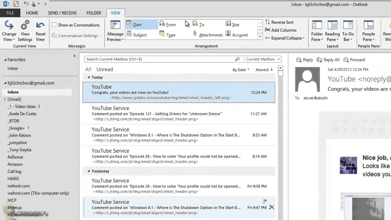 Microsoft Office 2013 Outlook 2013 Customizing The Inbox YouTube